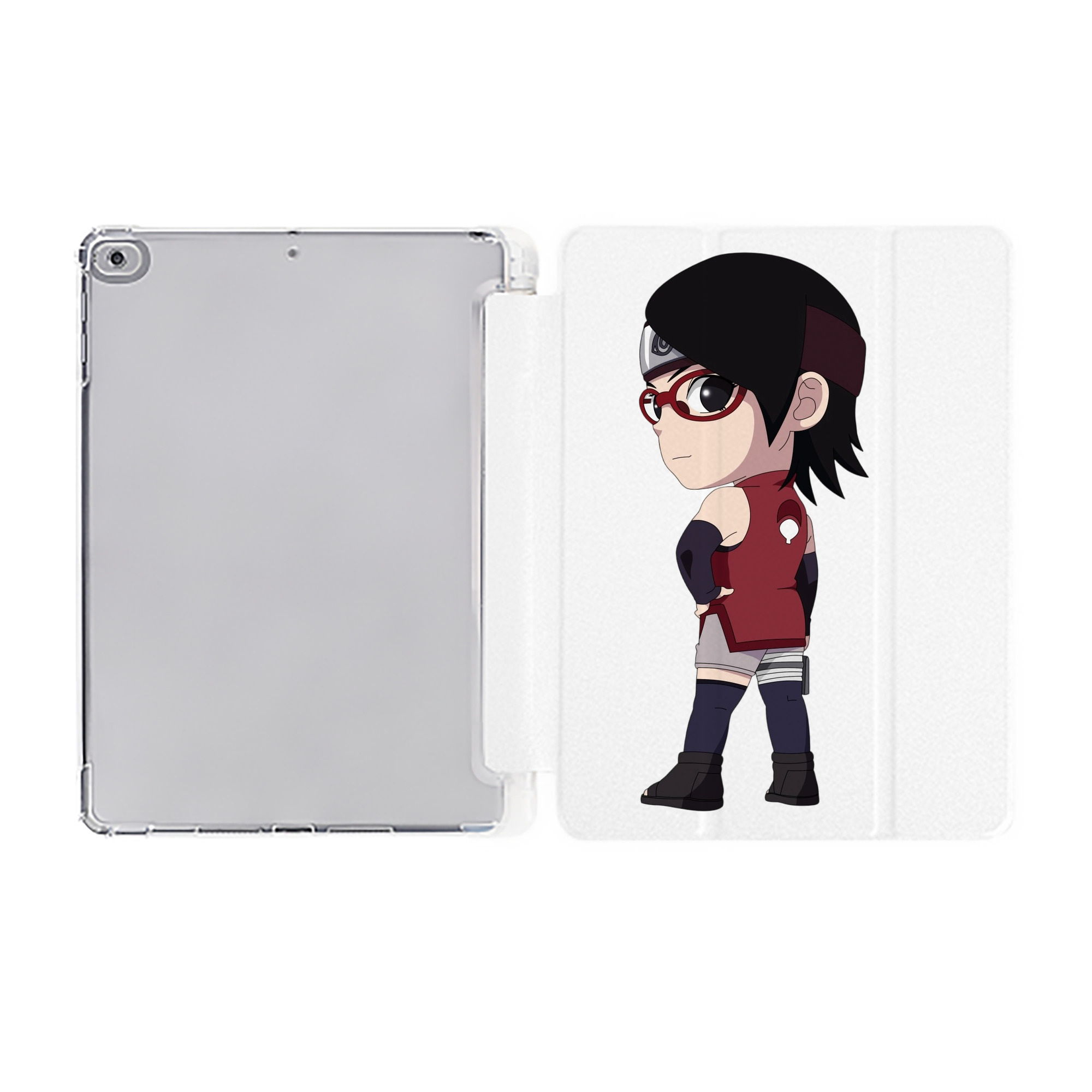（画像用） NARUTO -ナルト- うちは サラダ Uchiha Sarada IPad ケース ペン収納付き 三つ折りスタンド PUレザー×シリコン 対応機種9.5/10.5/10.9インチ